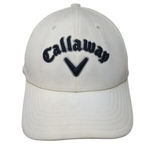 Callaway Spell Out Fitted Hat White Medium Embroidered Xspann Laser Cut